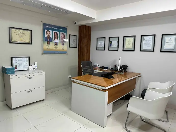 Consultation office at DHI Medical Group, showing workspace and patient area.
